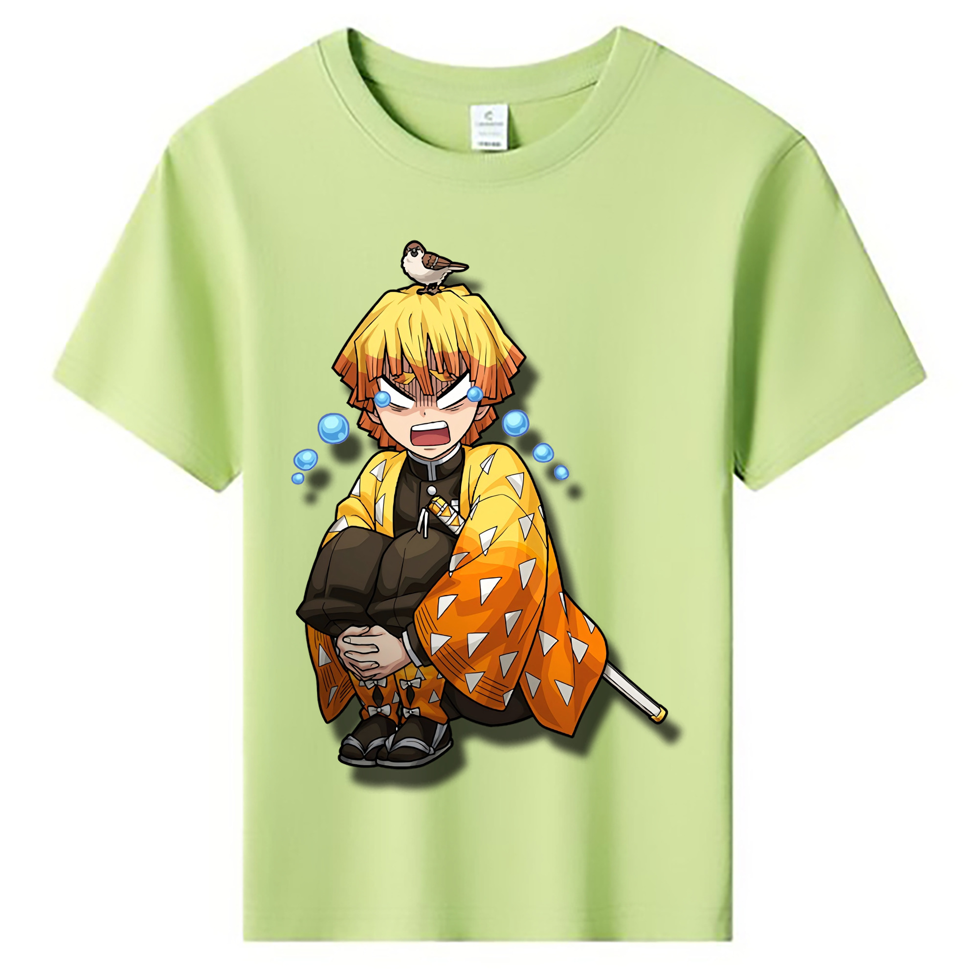 （画像用） 鬼滅の刃（きめつのやいば）我妻 善逸／あがつま ぜんいつ Agatsuma Zenitsu 綿100％キッズTシャツ（フロントプリント）